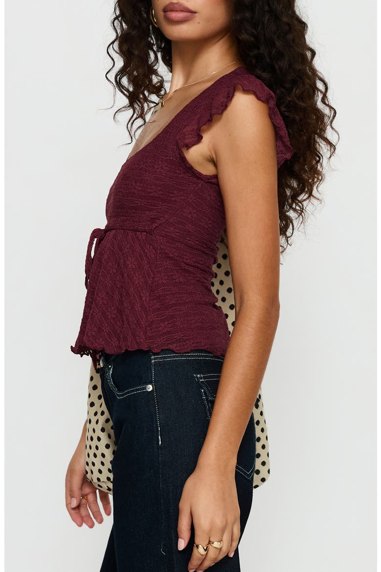 Auroraah Ruffle Babydoll Crop Top, Alternate, color, CHERRY