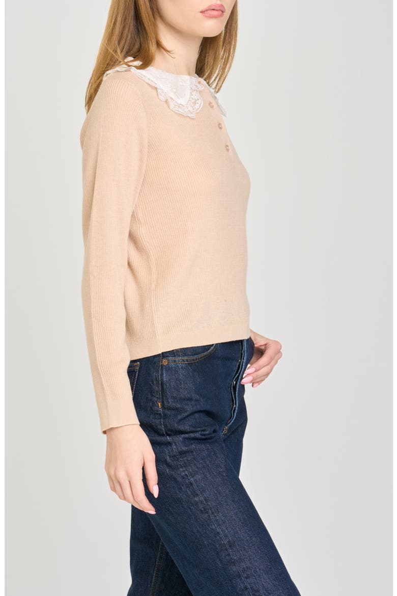 Joy Lace Collar Sweater, Alternate, color, SAND