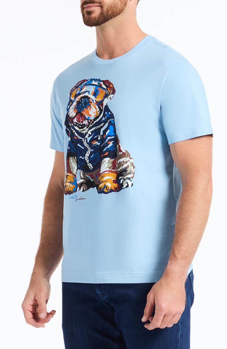 Robert Graham Chill Bulldog Cotton Graphic T-Shirt, Alternate, color, Slate Blue