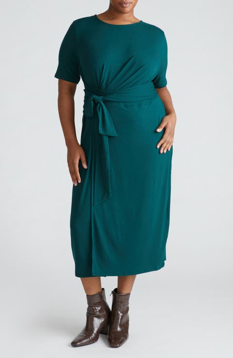 Delilah Tie Waist Midi Dress (Plus)