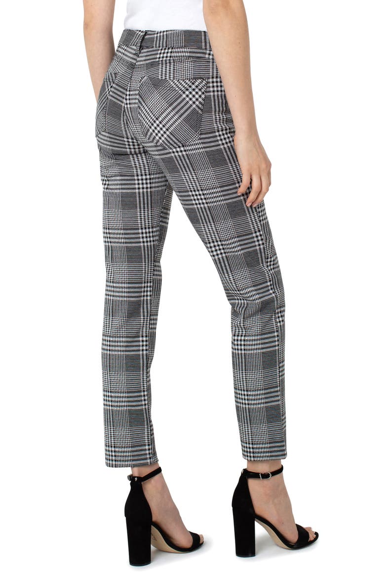 Glen Plaid Slim Fit Ponte Pants, Alternate, color, BK/ WHITE/ BROWN GLEN