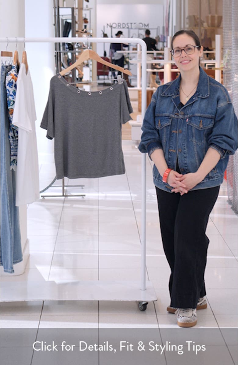 Moxie Grommet Detail One-Shoulder Top, sales video thumbnail