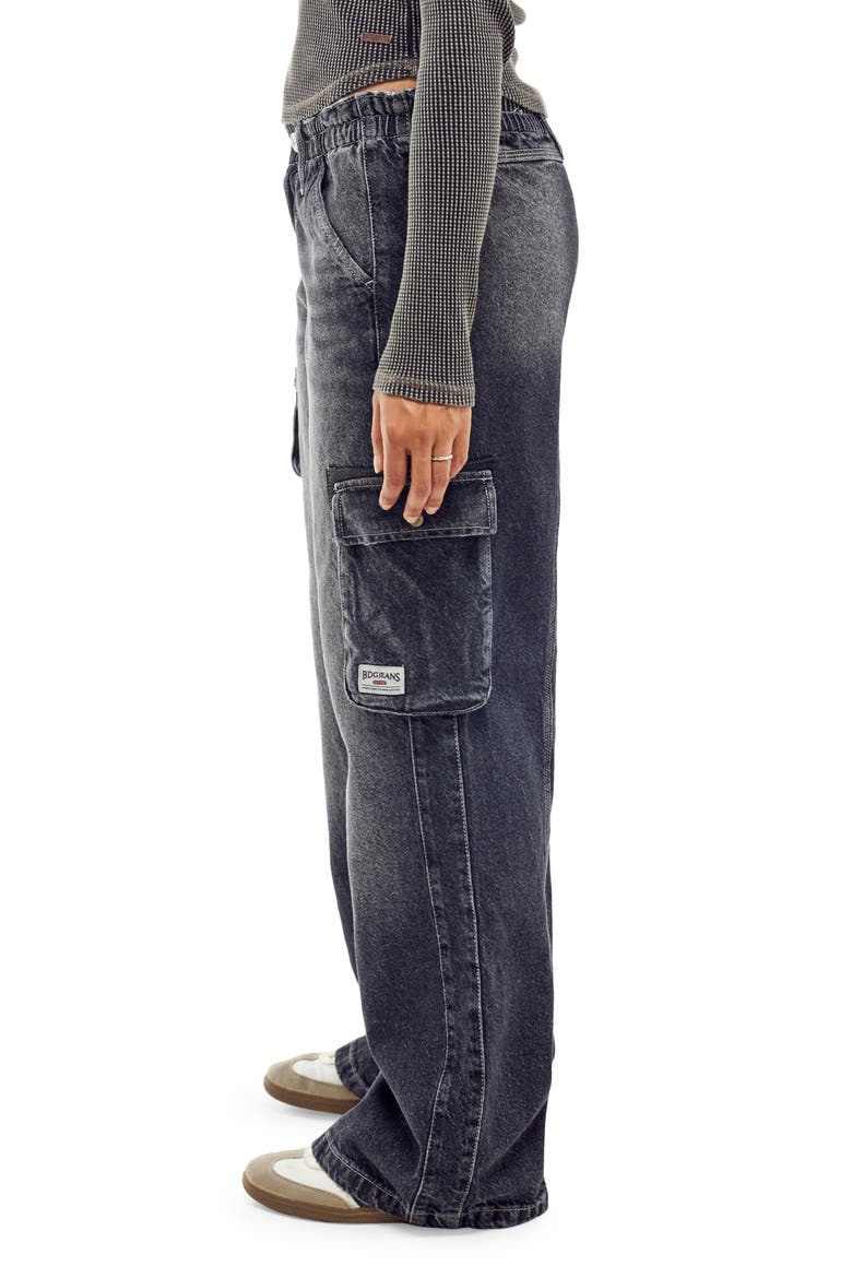 Y2K Low Rise Cargo Jeans, Alternate, color, WASHED BLACK