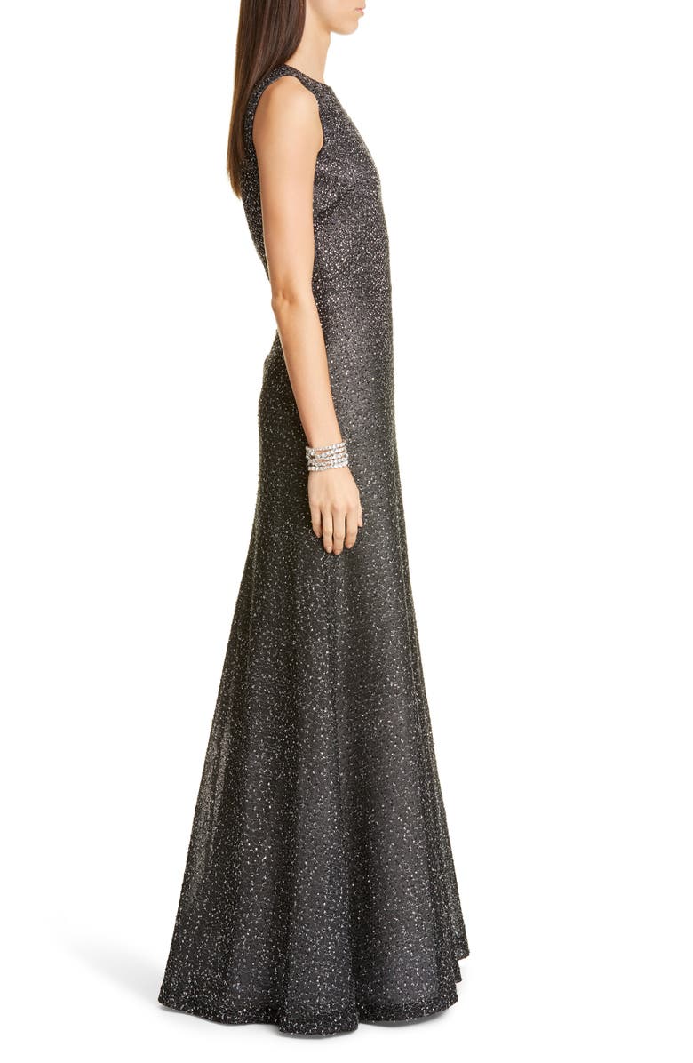 St. John Evening Embellished Netting Knit Trumpet Gown, Alternate, color,
