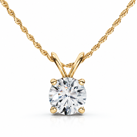 3/4Ct Solitaire Diamond Pendant 14k Gold Women's Necklace Lab Grown EF/VS
