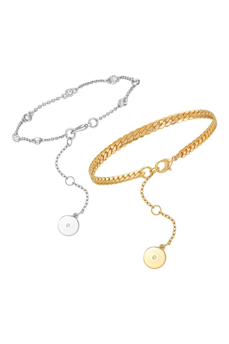 Set of 2 Chain Bracelets, Alternate, color, GOLD TONE