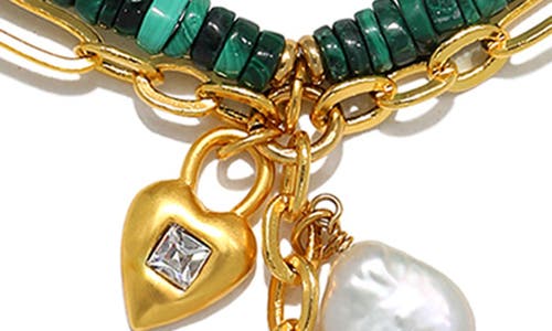Sequin Lucie Charm Necklace In Green