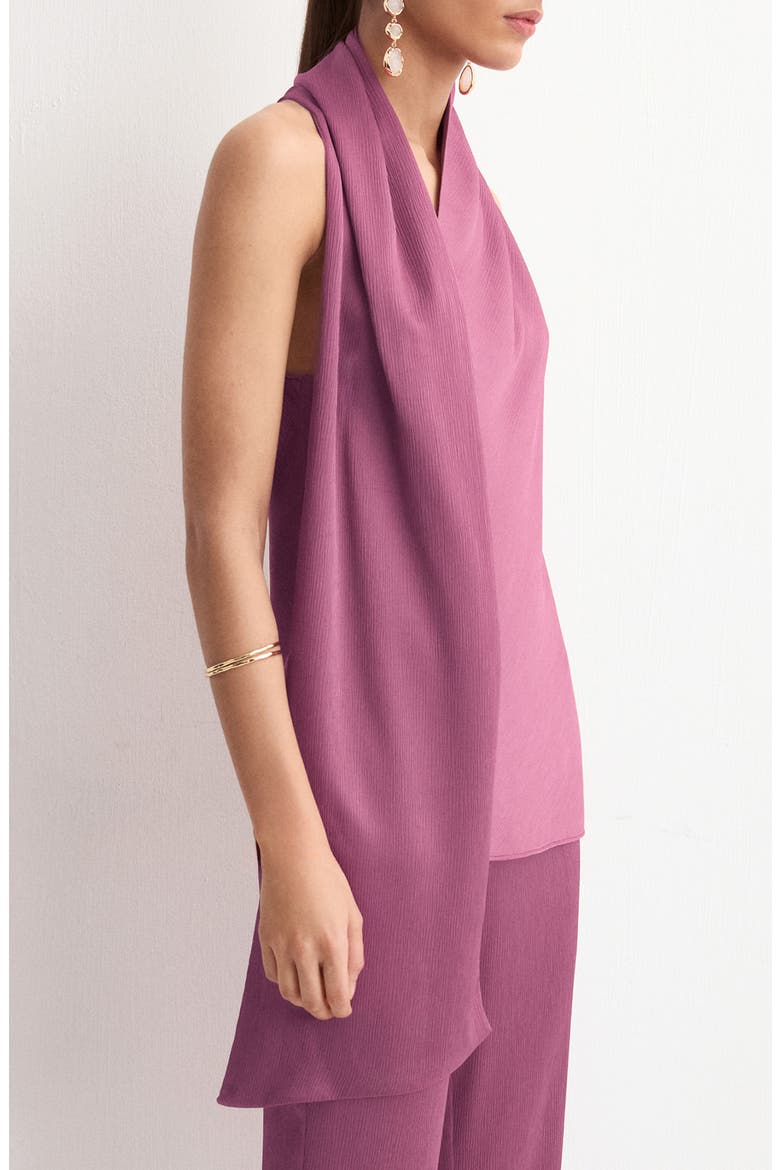 Scarf Crinkle Satin Top, Alternate, color, LIGHT/ PASTEL PURPLE