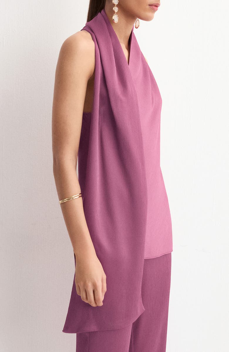 MANGO Scarf Crinkle Satin Top, Alternate, color, Light/ Pastel Purple