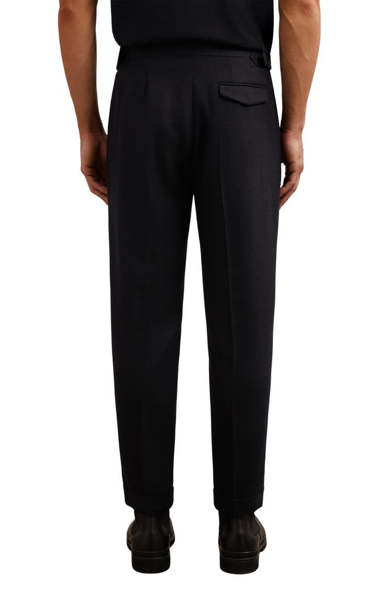 Reiss Flush Pleat Front Wool Blend Pants, Alternate, color, Navy