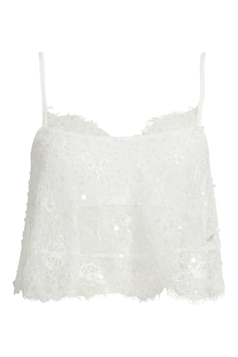 Desert Nights Sequin Crop Sheer Lace Camisole, Alternate, color, IVORY