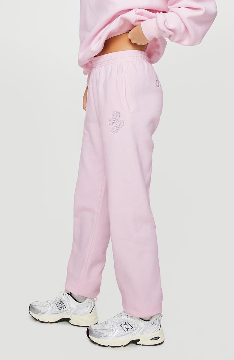 Princess Polly Embroidered Logo Sweatpants, Alternate, color, Pink
