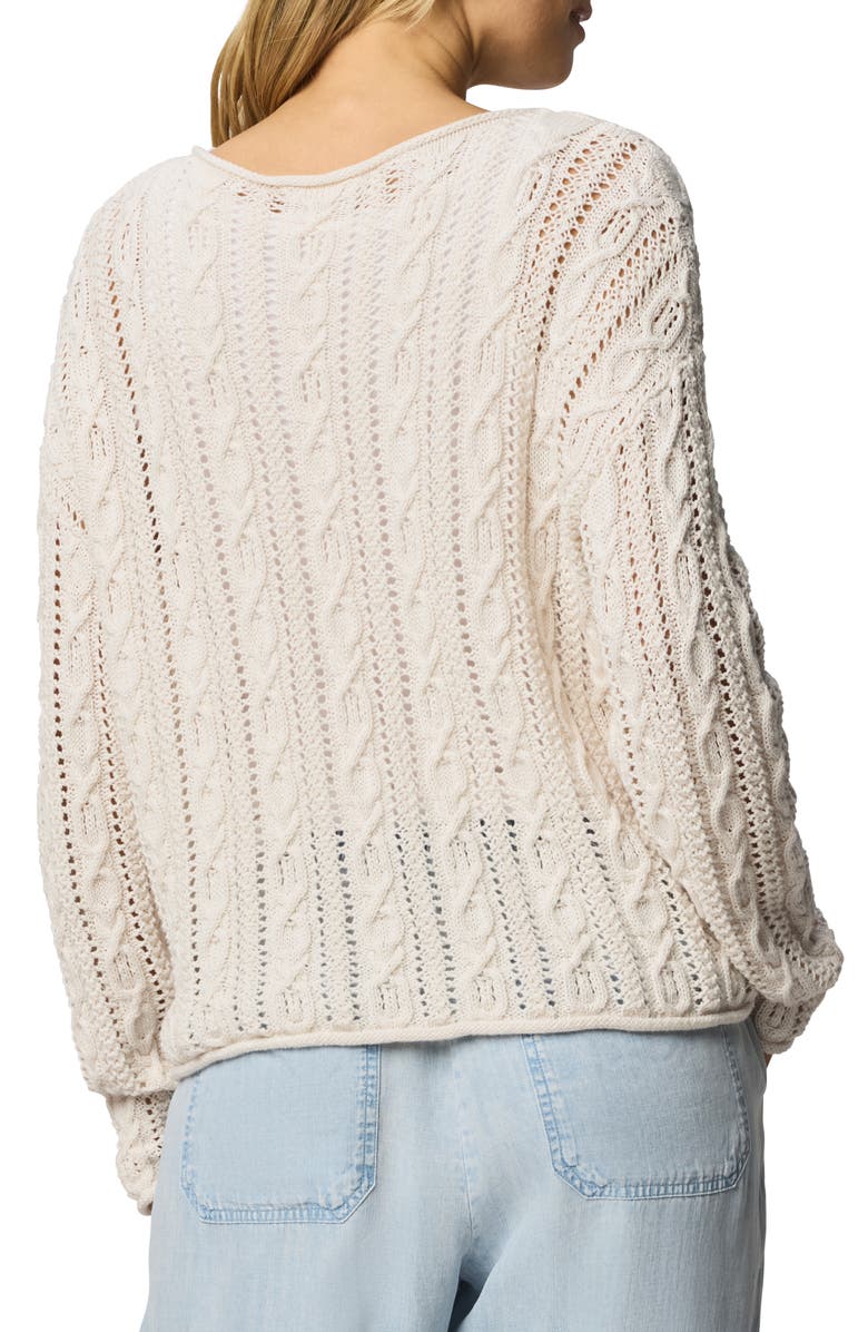 Splendid Brennan Cable Knit Cotton Sweater, Alternate, color, Moonstone Grey