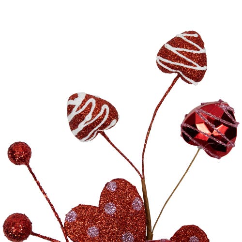 Northlight 18" Red Shimmering Glitter Valentine's Day Heart Spray In Red