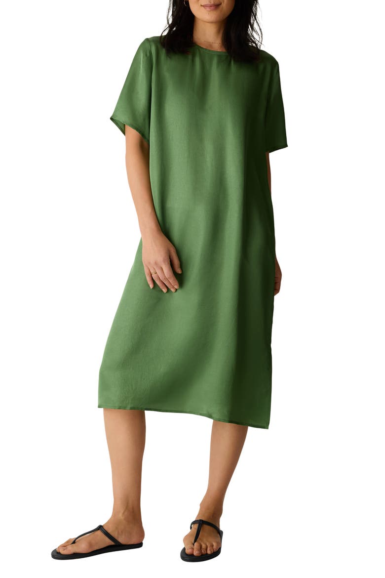 Short Sleeve Satin Dress, Main, color, FIELD