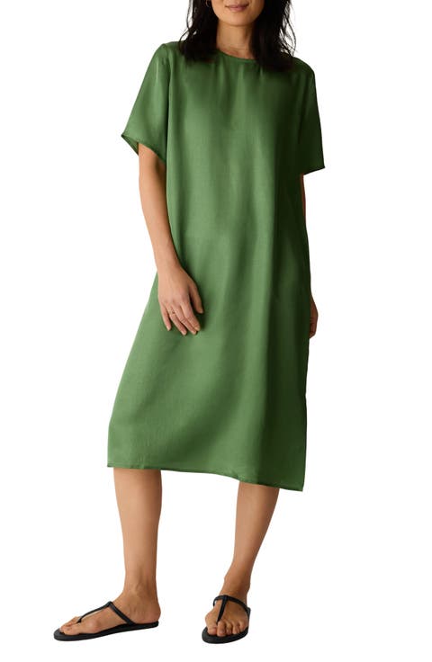Short Sleeve Satin Dress