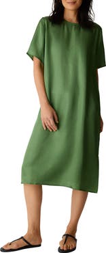 Eileen Fisher Short Sleeve Satin Dress