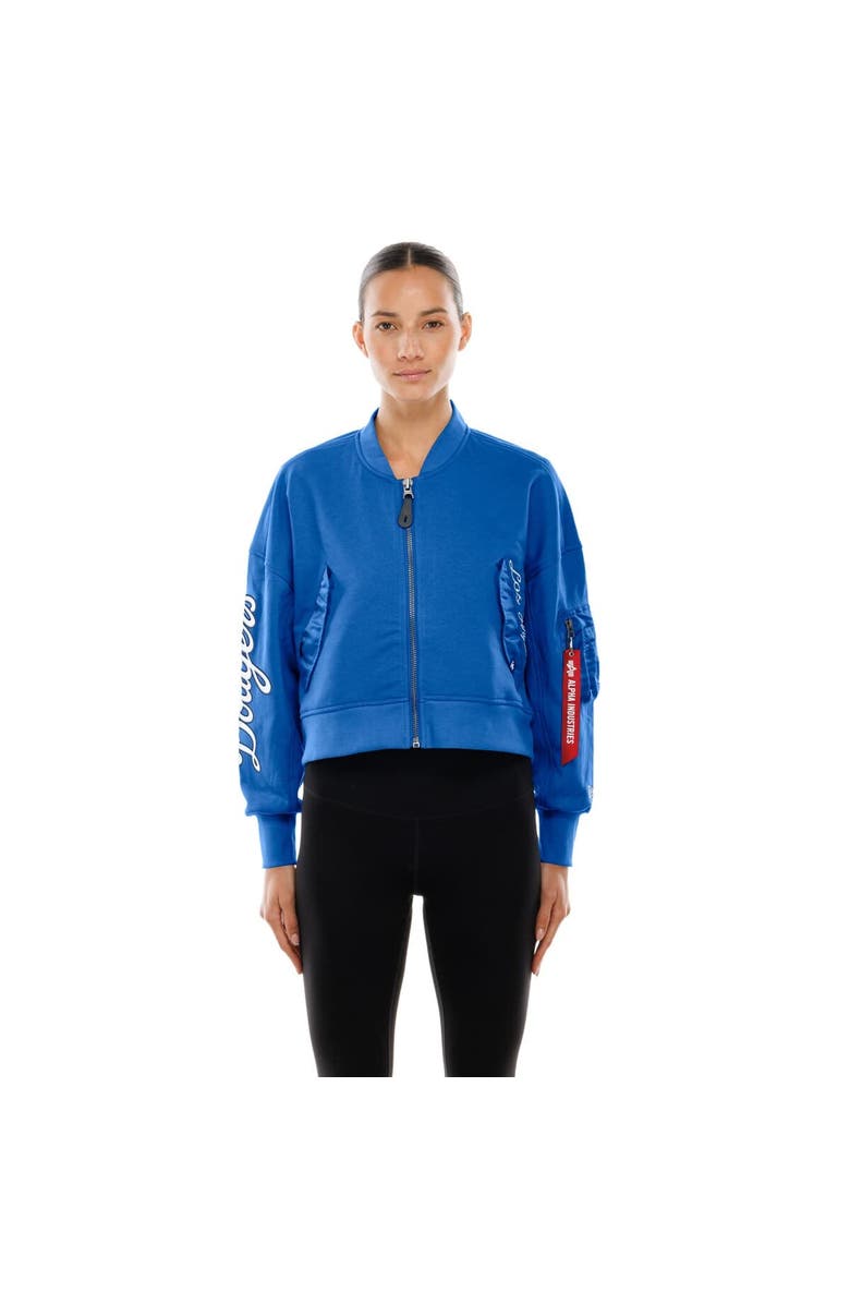 New Era x Alpha Industries Women's New Era x Alpha Industries Royal Los Angeles Dodgers Cropped Full-Zip Jacket, Main, color, Royal