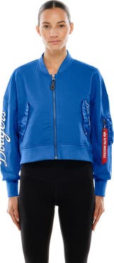 New Era x Alpha Industries Women's New Era x Alpha Industries Royal Los Angeles Dodgers Cropped Full-Zip Jacket