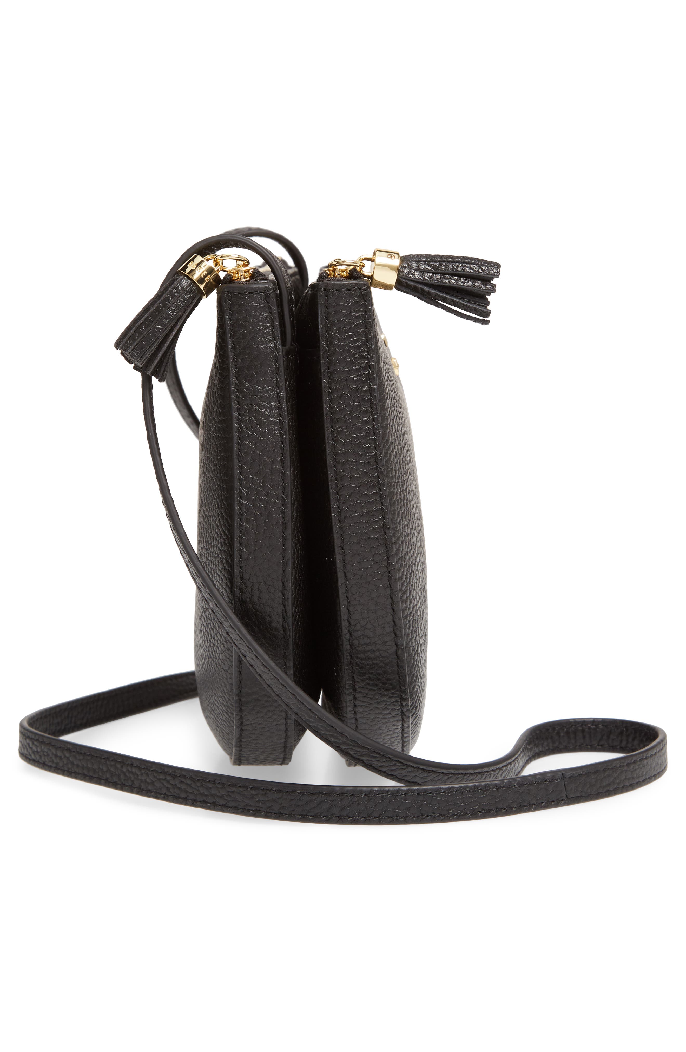 Ted Baker London Suzzane Semi Circle Double Zip Leather Crossbody Bag, Alternate, color, 