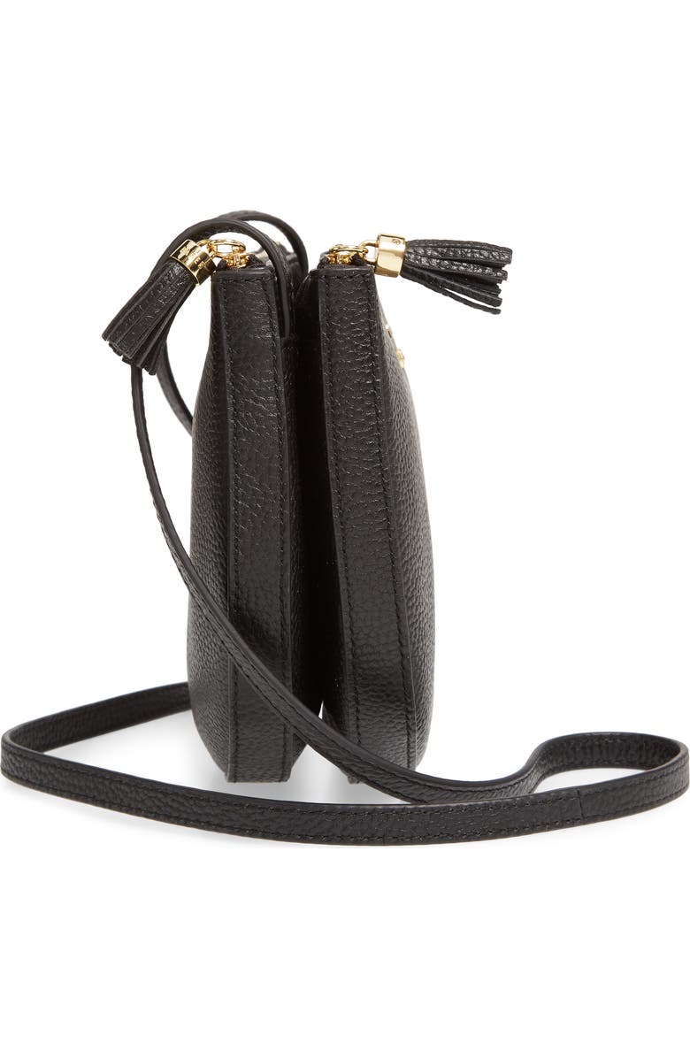 Ted Baker London Suzzane Semi Circle Double Zip Leather Crossbody Bag, Alternate, color,