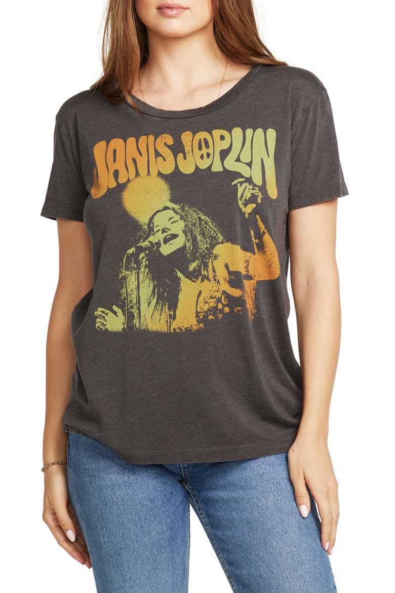 Janis Joplin Graphic Tee, Main, color, UNION BLACK