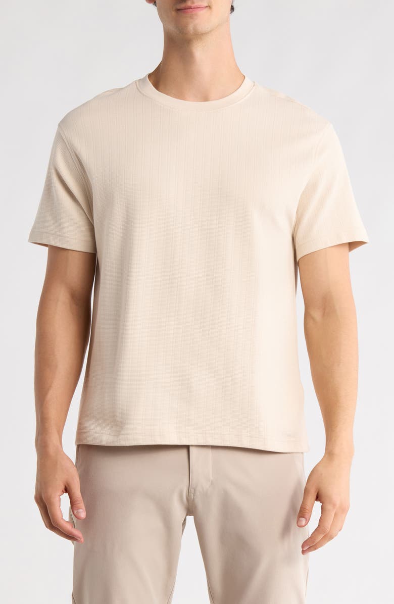 DENIM AND FLOWER Textured Cotton Crewneck T-Shirt, Main, color, Cream