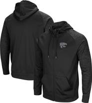 COLOSSEUM Men's Colosseum Black Kansas State Wildcats Blackout 3.0 Tonal Raglan Full-Zip Hoodie