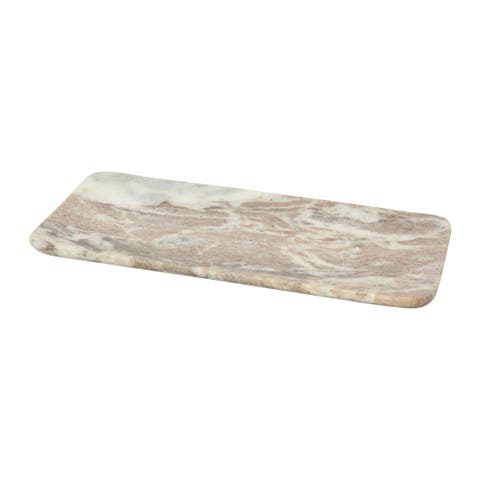 Marble Food Serving Tray, Beige and White