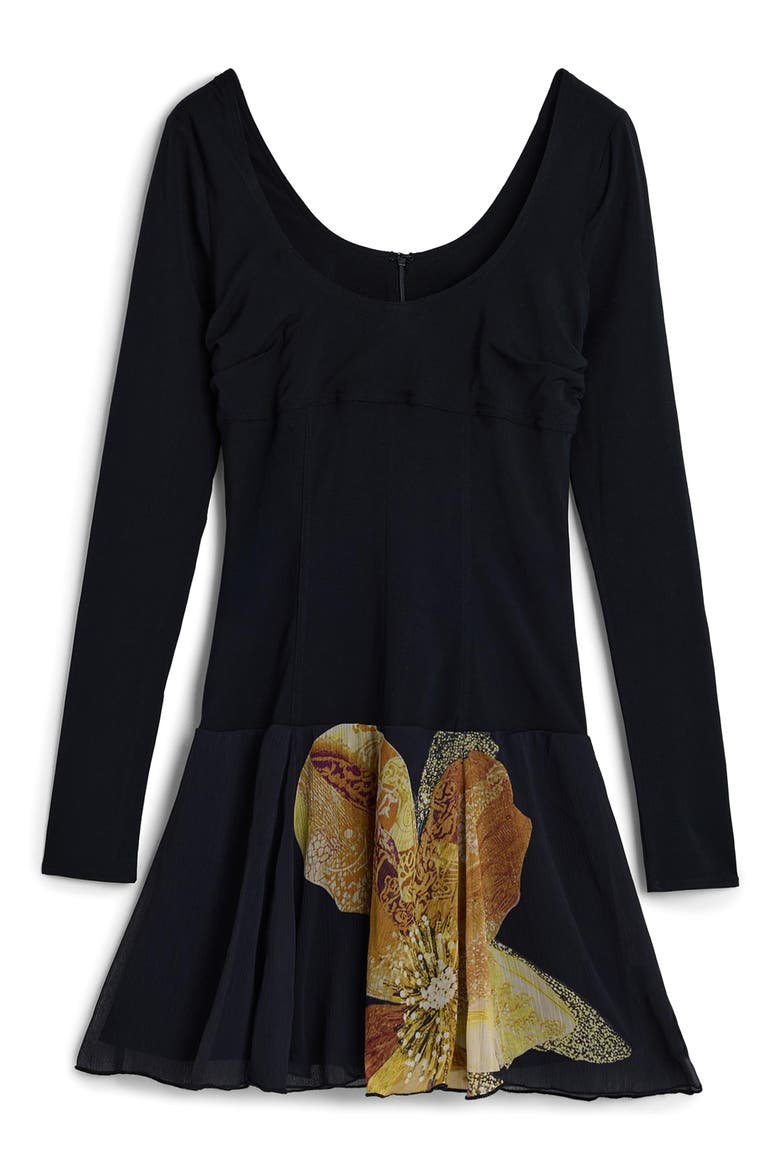 Long Sleeve Minidress, Alternate, color, BLACK