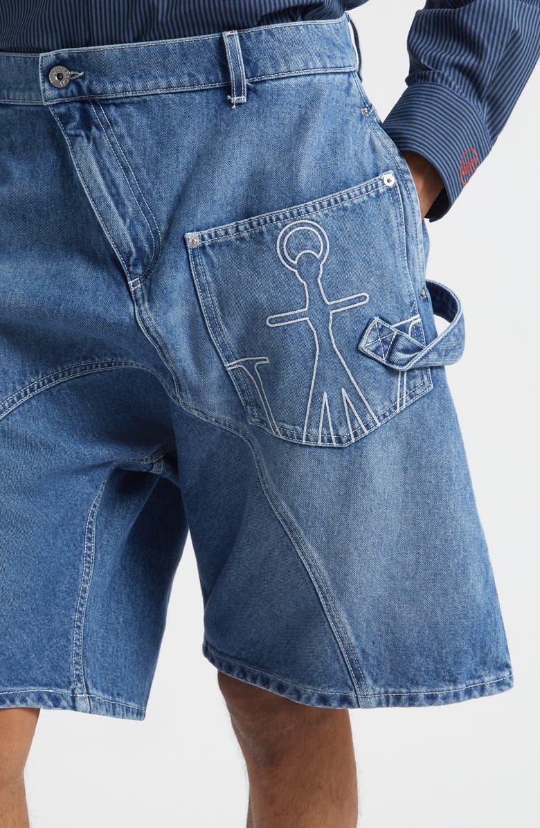 JW Anderson Twisted Workwear Denim Shorts, Alternate, color, Light Blue