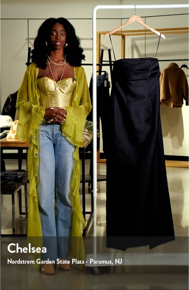 Strapless Bow Back Satin Column Gown, sales video thumbnail