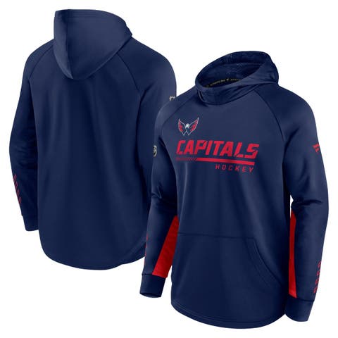 Men's Fanatics Branded Navy Washington Capitals Authentic Pro Locker Room Raglan Pullover Hoodie