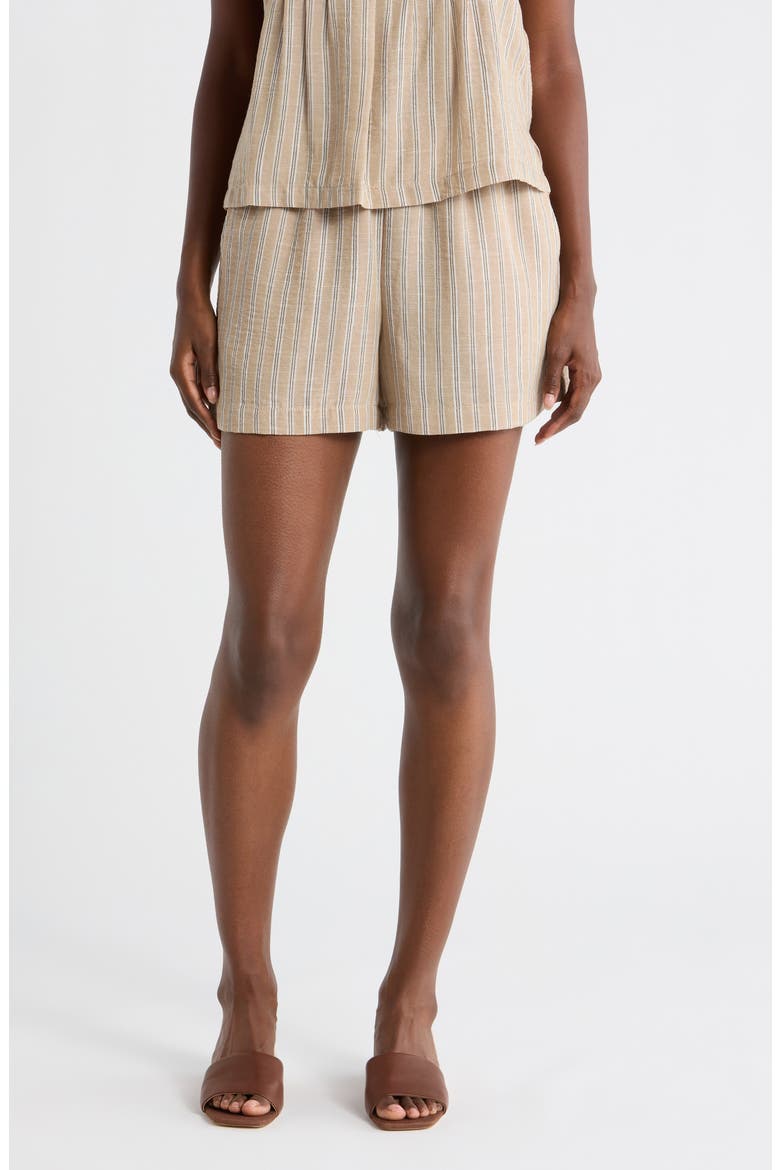 Stripe Drawstring Shorts, Main, color, NEUTRAL STRIPE