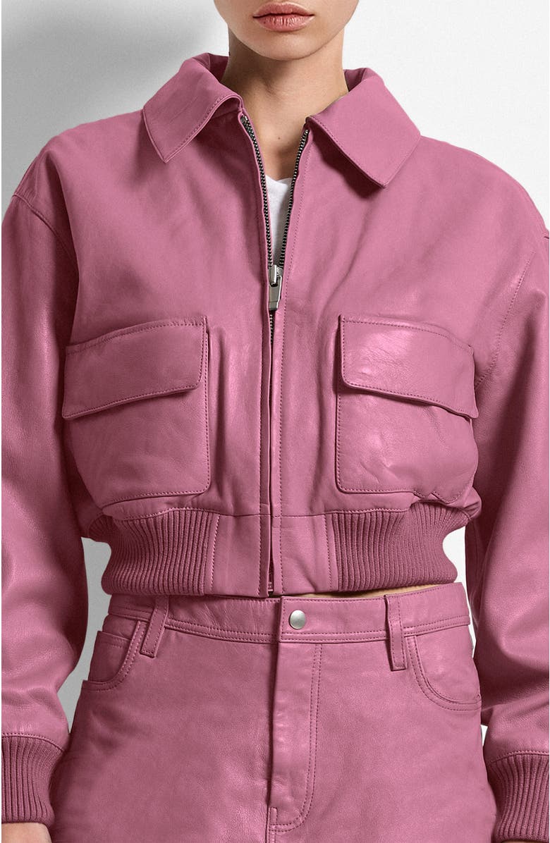 AS by DF Florence Upcycled Leather Bomber Jacket, Alternate, color, Mauve