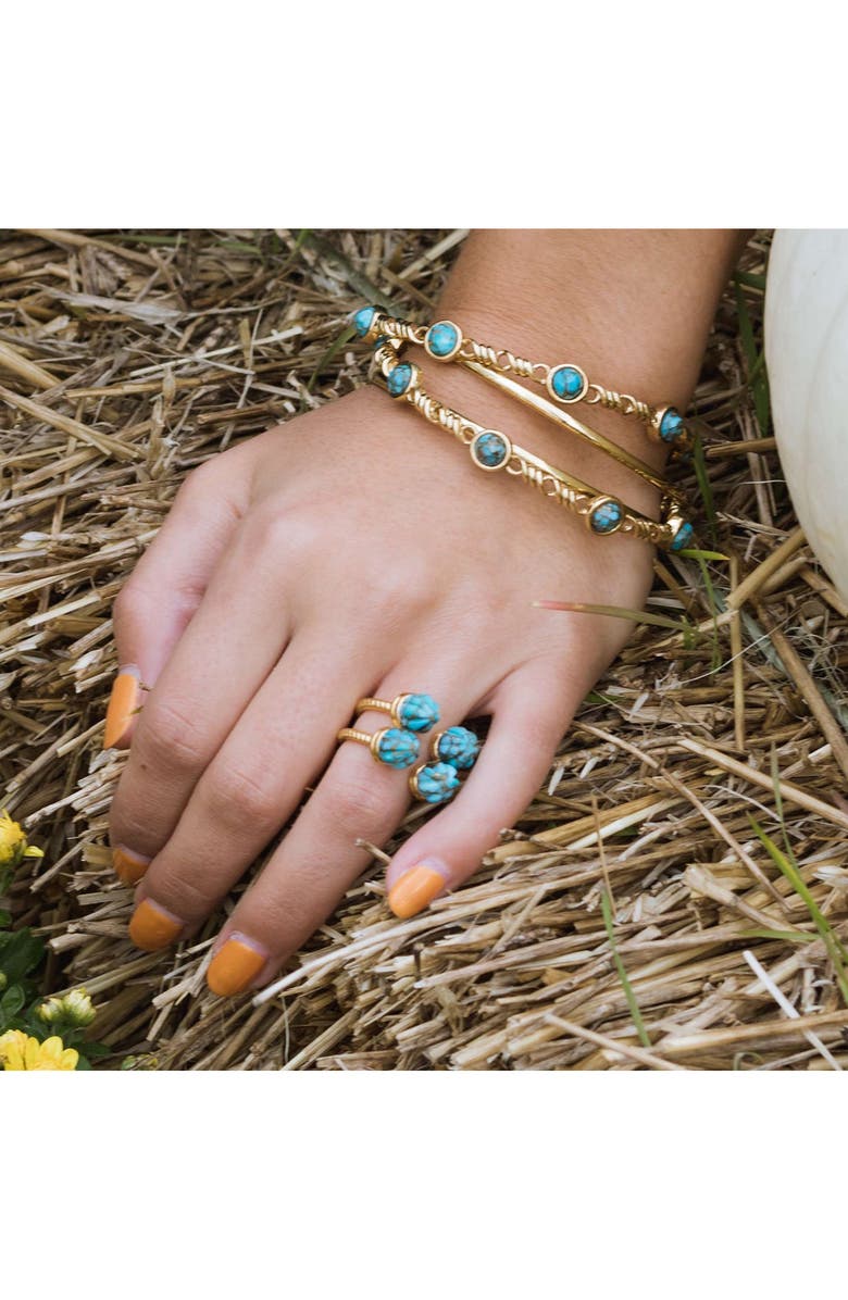 LuvMyJewelry Sea Breeze Turquoise Double Band Ring, Alternate, color, 14Kt Gold Vermeil On Sterling