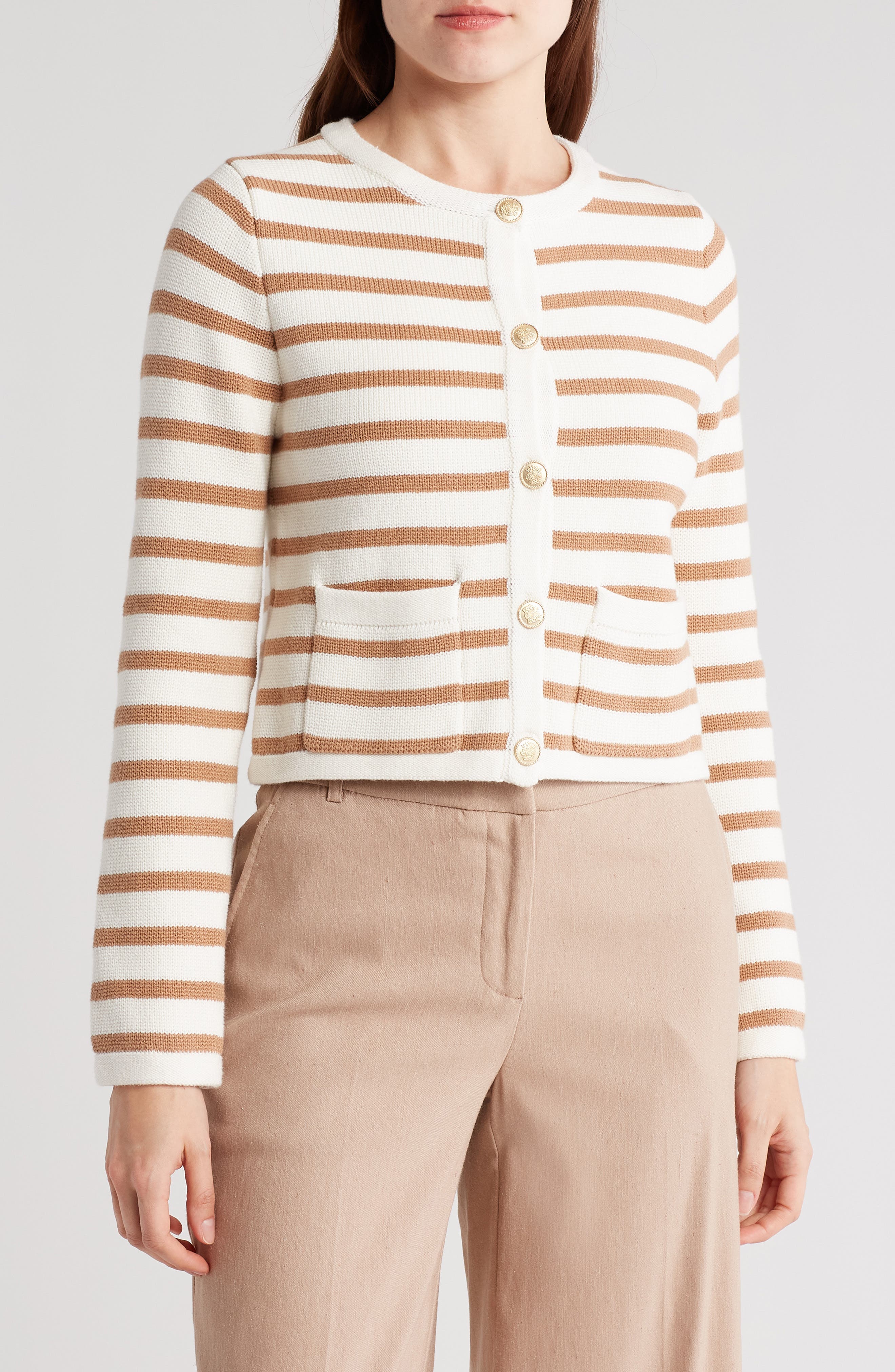 Amanda & Chelsea Stripe Crop Jacket