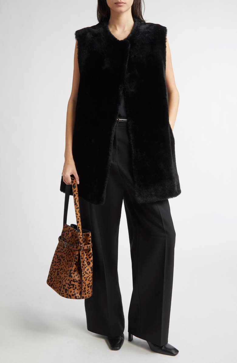 TOTEME Plush Genuine Shearling Vest, Alternate, color, Black