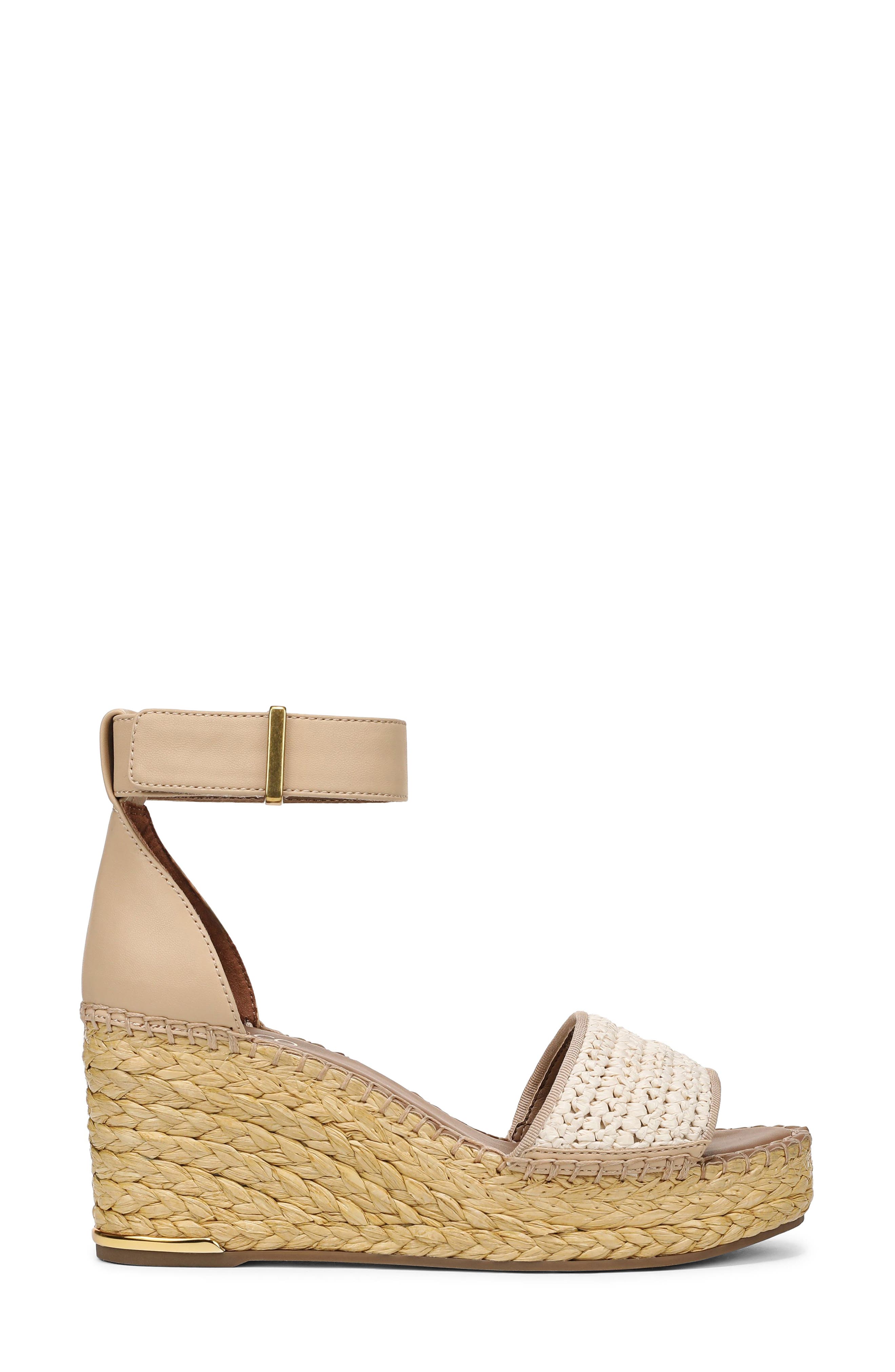 Franco Sarto Clemens Ankle Strap Wedge Sandal, Alternate, color, Light Natural