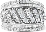Haus of Brilliance Silver 2.00 Cttw Diamond Fashion Multi Row Cocktail Ring
