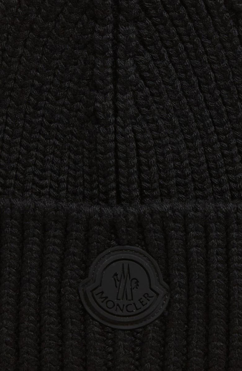Moncler Logo Patch Virgin Wool Beanie, Alternate, color, 
