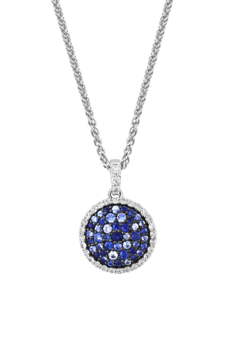 Sterling Silver Sapphire Pendant Necklace, Main, color, BLUE
