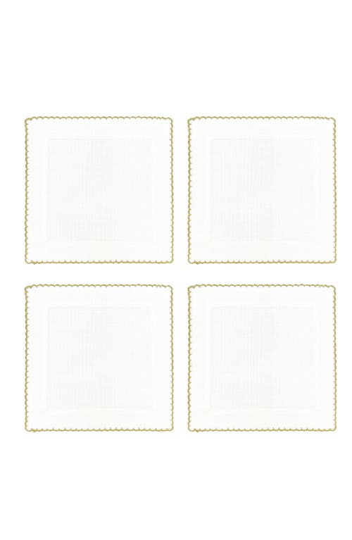 Tina Chen Designs Picot Edge Set Of 4 Linen Cocktail Napkins In Gold