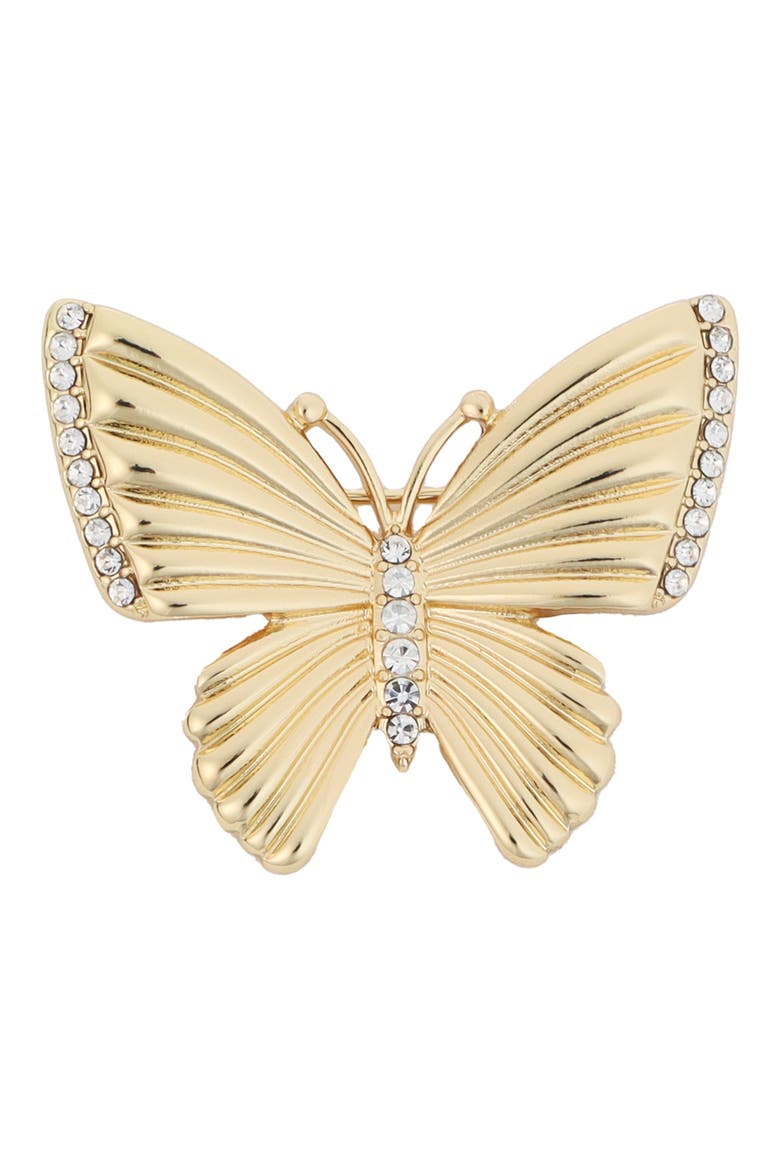 Pavé Butterfly Brooch, Main, color, GOLD