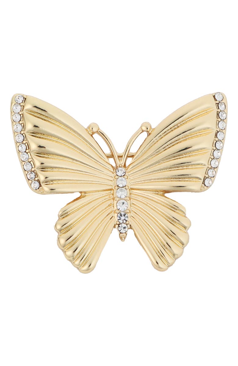 Panacea Pavé Butterfly Brooch, Main, color, Gold