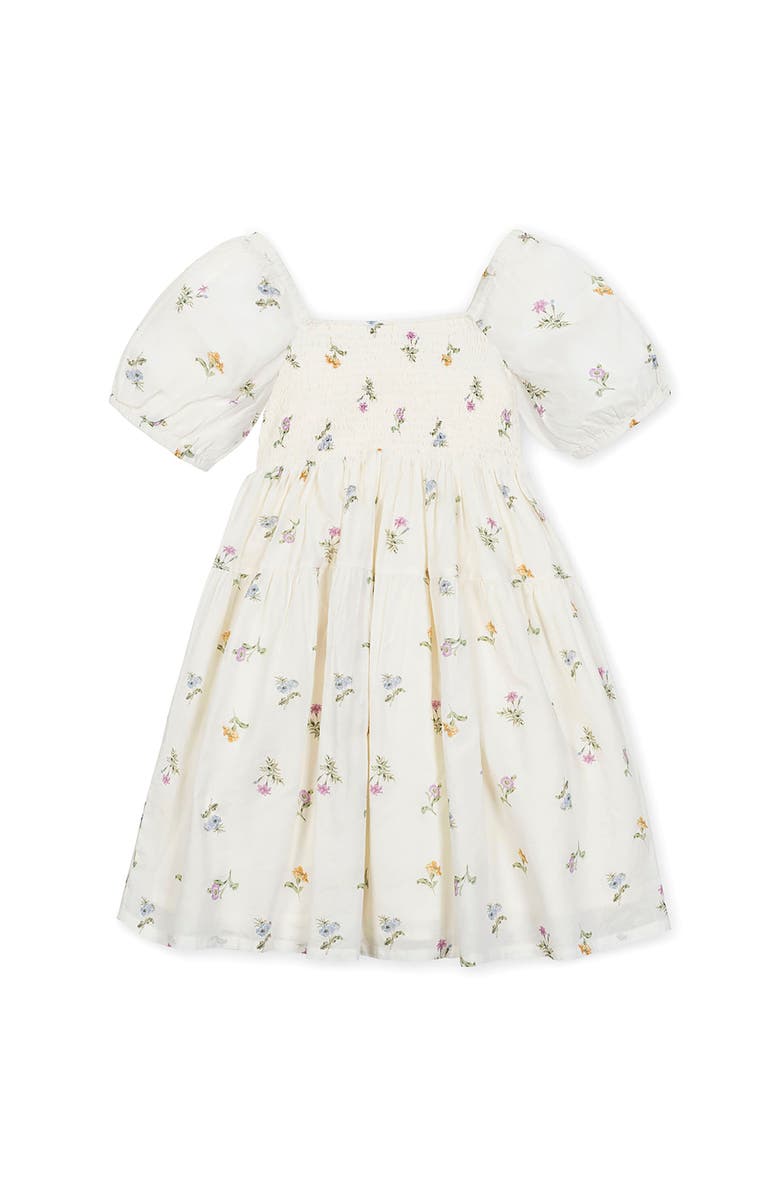 Hope & Henry Kids' Organic Bubble Sleeve Smocked Dress, Alternate, color, Harvest Floral