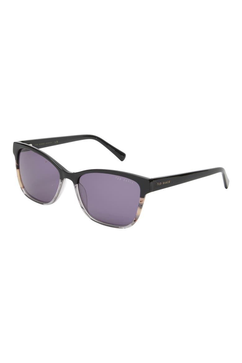 57mm Rectangular Sunglasses, Alternate, color, BLACK