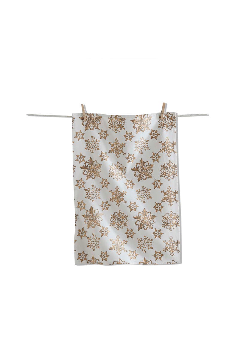 Snowflake Dishtowel Set White Multi Cotton Kitchen Towels, Main, color, White