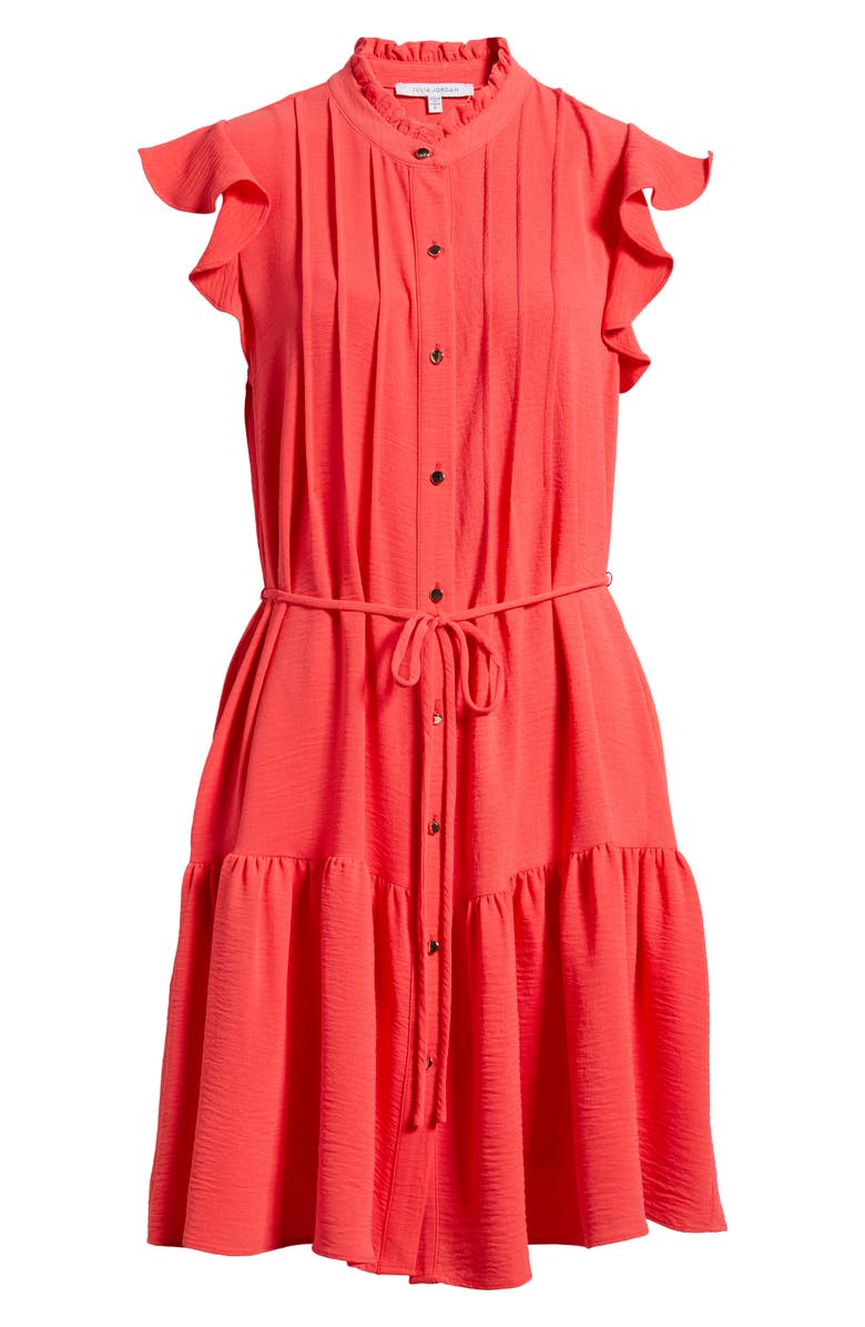 Julia Jordan Flutter Sleeve Shirtdress, Alternate, color, Coral