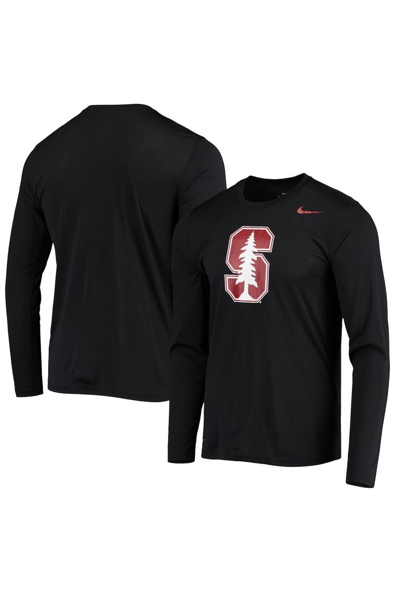 Men's Nike Black Stanford Cardinal School Logo Legend Performance Long Sleeve T-Shirt, Main, color, Black